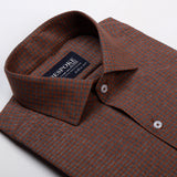 Mini Checkered Brown Semi Formal Shirt For Men