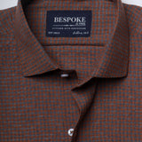 Mini Checkered Brown Semi Formal Shirt For Men