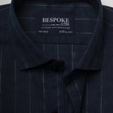 Navy Blue Pinstripe Semi Formal Shirt For Men