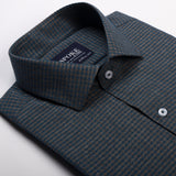 Mini Checkered Dark Teel Semi Formal Shirt For Men