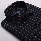 Dark Navy Blue Stripe Formal Shirt For Men