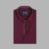 Maroon With Printed Contrast Formal Shirt For Men - YNG Empire