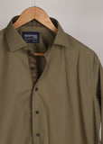 Army Green Formal Shirt For Men With Floral Contrast 16.0