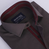 Dark Gray Formal Shirt With Collar Detailing For Men - YNG Empire