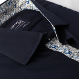Navy Blue with Contrast Details Formal Shirt 15.5 Collar