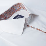 White Formal Shirt with paisley Detailings in pocket, Collar and Cuff