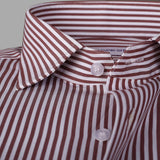 White Base With Brown Stripes Formal Shirt For Men - YNG Empire