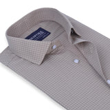 Sandy Brown Checkered Formal Shirt For Men. - YNG Empire