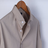 Sandy Brown Checkered Formal Shirt For Men. - YNG Empire