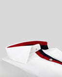 Premium White Formal Shirt with Blue and Red Sports Vol 2 With Pocket