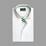 Premium White With Green Detailing Formal Shirt For Men - YNG Empire