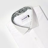 Premium White Formal Shirt With Floral Contrast For Men - YNG Empire