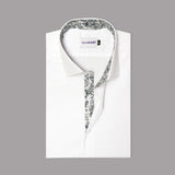 Premium White Formal Shirt With Floral Contrast For Men 17.5