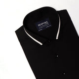 Premium Black Formal Shirt With White Sports Details In Collar For Men 17.0