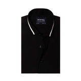 Premium Black Formal Shirt With White Sports Details In Collar For Men 17.0