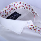 Premium White Formal Shirt with Floral Contrast For Men -YFS-0100