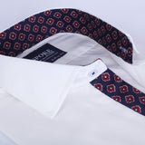 Premium White Formal Shirt with Retro Printed Contrast For Men -YFS-0104