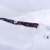 Premium White Formal Shirt with Retro Printed Contrast For Men -YFS-0104