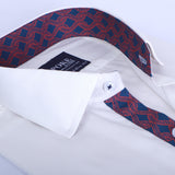 Premium White Formal Shirt with Trellis Printed Contrast For Men -YFS-0106