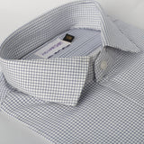 White with Blue Small Checkered Formal Shirt For Men Collar 16.5