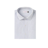 White with Blue Checkered Formal Shirt with Pocket For Men Collar 16.5