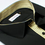 Black Premium Formal Shirt with lime Yellow Details - YNG Empire