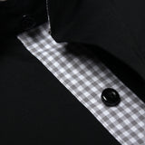 Premium Black Formal Shirt with Black And White Micro Checkered Details 16 collar - YNG Empire