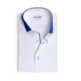 Premium White Formal Shirt with Blue Sports Detail - YNG Empire