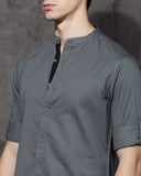 Grey Casual Shirt With Contrast For Men - YNG Empire