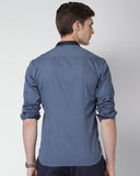 Basic Grey Casual Shirt With Band Collar For Men - YNG Empire