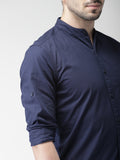 Navy Blue Solid Casual Shirt For Men - YNG Empire