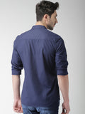 Navy Blue Solid Casual Shirt For Men - YNG Empire