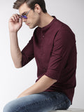 Dark Maroon Solid Casual Shirt For Men - YNG Empire