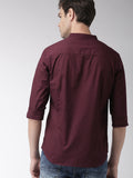 Dark Maroon Solid Casual Shirt For Men - YNG Empire