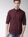 Dark Maroon Solid Casual Shirt For Men - YNG Empire