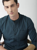 Dark Grey Solid Casual Shirt For Men