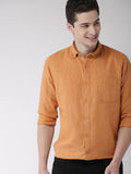 Orange Solid Casual Shirt For Men - YNG Empire