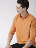 Orange Solid Casual Shirt For Men - YNG Empire