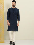 Men Navy Blue Rozana Kurta with pajama - YNG Empire