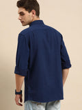 Men Navy Blue Opaque Casual Shirt - YNG Empire