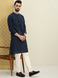 Men Navy Blue Rozana Kurta with pajama - YNG Empire