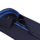 Navy Blue With Blue And Black Sports Detail Premium Fabric Formal Shirt - YNG Empire