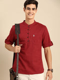 Men Casual Red Solid Shirt Kurti Style - YNG Empire