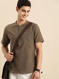 Men Casual Brown Solid Shirt Kurti Style