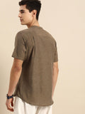 Men Casual Brown Solid Shirt Kurti Style - YNG Empire