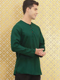 Men Casual Green Solid shirt Kurti Style - YNG Empire