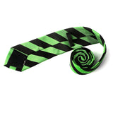 Light Green With Black Stripes Silk Tie - YNG Empire