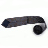 Gray With Self Design Flower Casul Tie - YNG Empire