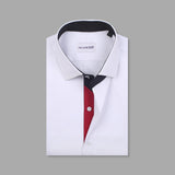 White Premium Formal Shirts With Black & Red Sport Details - YNG Empire