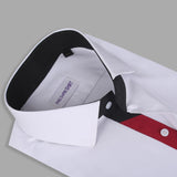 White Premium Formal Shirts With Black & Red Sport Details - YNG Empire